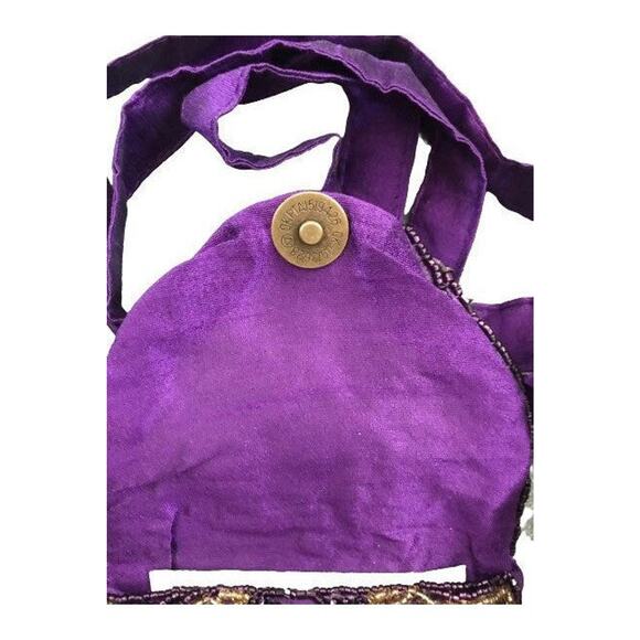 Mardi Gras Mask Purple Beaded Crossbody Bag/Purse - Picture 3 of 3